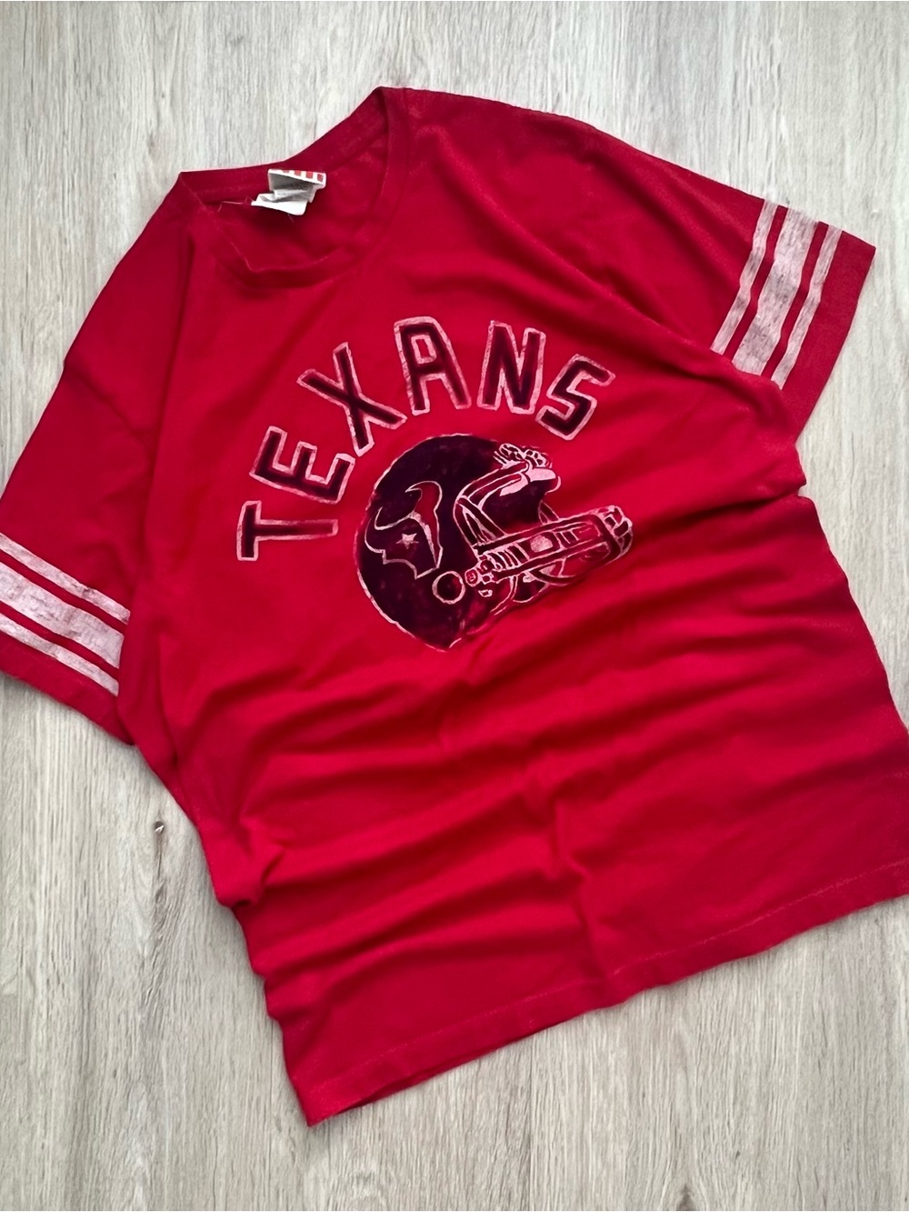 Vintage Houston Texans Shirt Adult Large Red Spellout Helmet Logo Crew Neck Y2K - Picture 3 of 11
